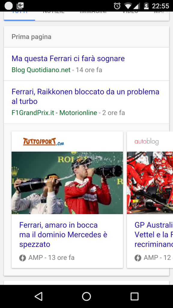 SEO AMP: Cosa mostrano le SERP sulla ricerca Ferrari 